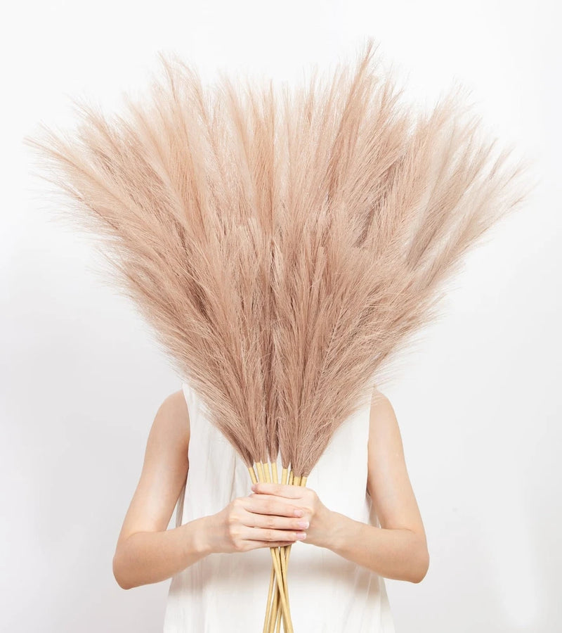 9 Pcs 45" Pampas Grass Decor Long Stem Artificial Flower Floor Vase Tall Faux... Pampas Grass