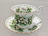 EH. ROYAL ALBERT Lily of The Valley Tea Cup & Saucer May Flower of The Month Lily
