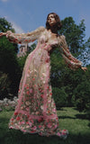 For Love & Lemons Luna Embroidered Bouquet Floral Maxi Dress S Bouquet