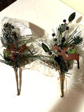 2 Lodge Pine stems with tin deer Green Plant