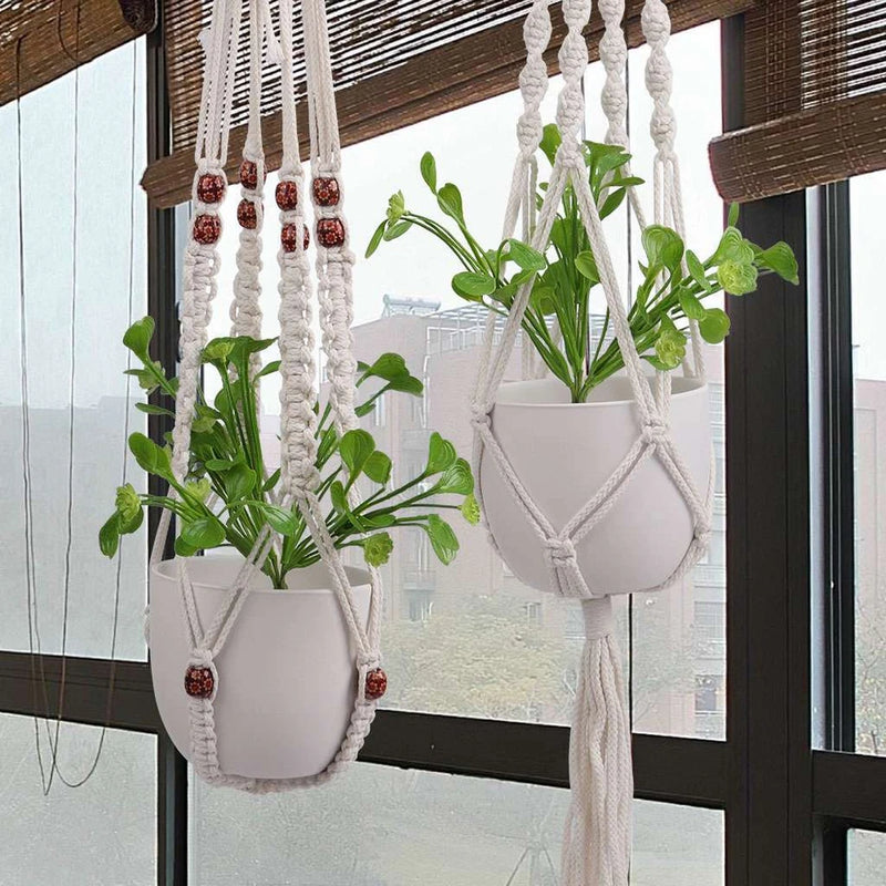 Garden Plant Hanger Macrame Hanging Planter Basket Rope Pot Holder In/Outdoor Garden Plants