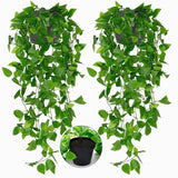 2 Pack Fake Hanging Plants with Pot,Artificial Hanging Plant Fake Plants Faux... Green Plant
