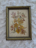Vintage Bamboo-Style Wood Framed DRIED FLOWERS & LEAVES Wall Hanging - 6" x 8" Dried Flower