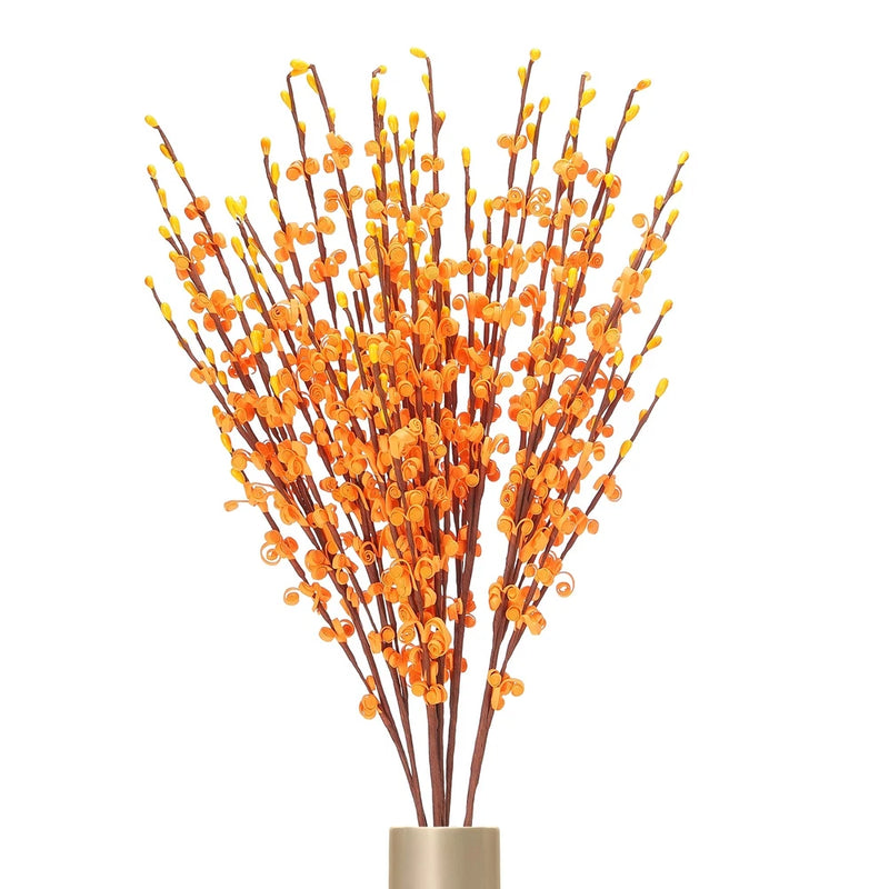 8Pcs Tall Jasmine Flower for DIY Floral Art Plant(Orange) Green Plant