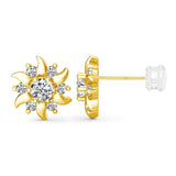 14k Gold Sunflower Dazzling 0.60ct Moissanite Flower Earrings Gift Sunflower
