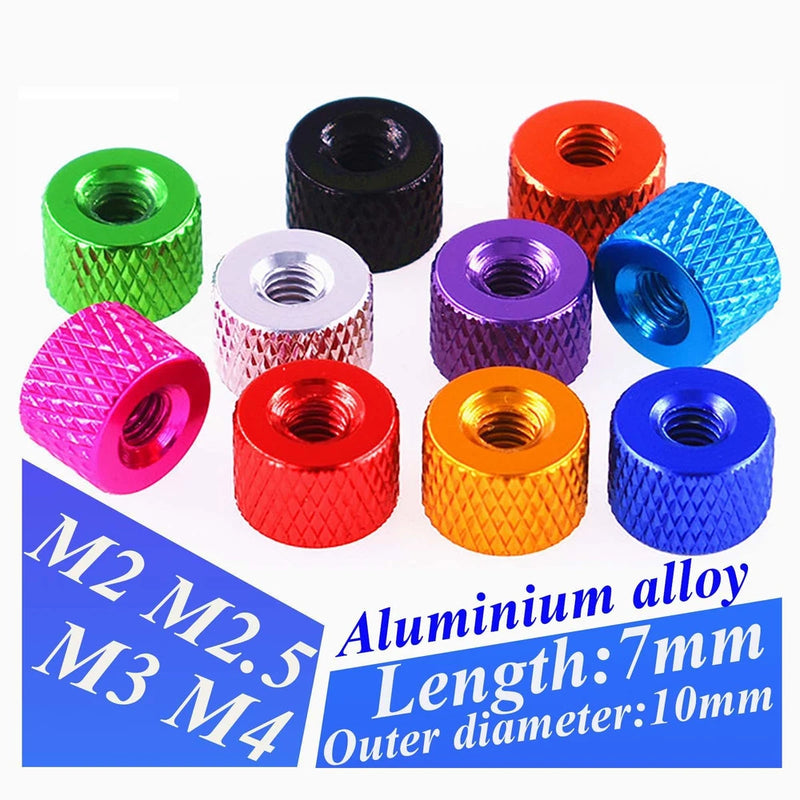 M2 M2.5 M3 M4 Colorful Knurled Thumb Round Nuts Through Hole Aluminium Alloy Roses