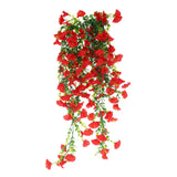 2 PCS Morning Glory Fake Hanging Flowers for Planter Indoor(Crimson Red) Green Plant