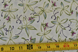 By 1/2 Yd, Green Blue Purple Floral on Cream Quilt Cotton, P&B/Karen Brow, B1454 Flowering Plants