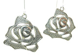 New  Large Lovely  Rose  Peony  Flower Drop Silver-tone Dangle Earrings  2" Long Peony