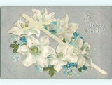 Unused Divided-Back easter tuck LILY FLOWERS WITH CROSS : make an offer r2737 Lily