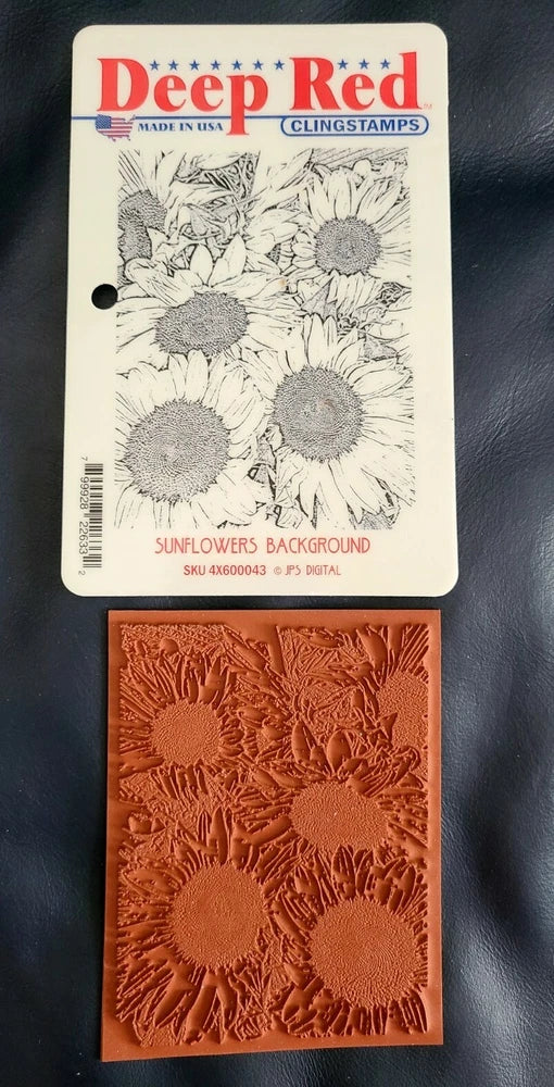 Deep Red Stamps Sunflowers Background Rubber Cling Stamp Sunflower
