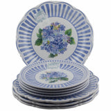 Shabby Chic Floral Hydrangea Flowers Dinner Salad Plates Melamine Set Blue White Hydrangea