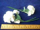 Vintage Millinery Flower White Satiny Carnation pr #P4  So Pretty! Carnation