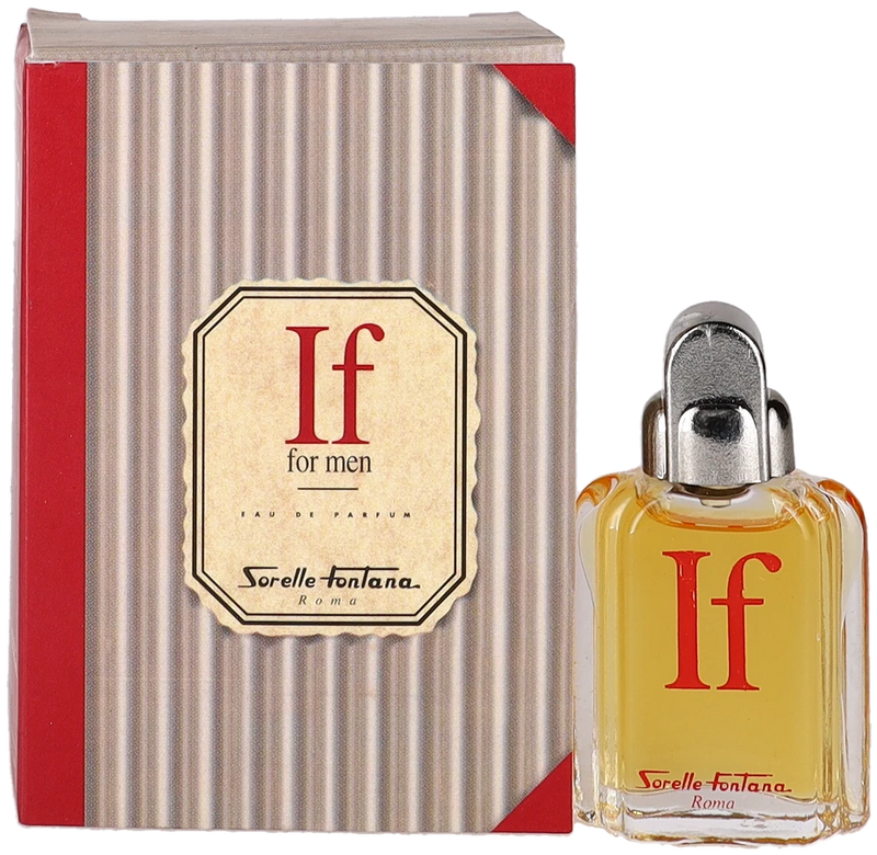 Men's eau de parfum set: amber bottle with If for men label and box