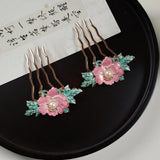 Classical Peony Flower Hair Comb Hanfu Accessory Headpiece Ancient Style Peony