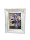 Vintage Original Oil Painting Hydrangeas Still Life Signed Morin Framed 11x9 Hydrangea