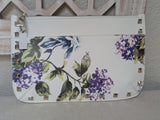 NWT WHITE HOUSE BLACK MARKET Purple Hydrangea Wristlet Clutch Purse Hydrangea