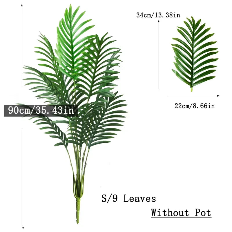 90-120Cm Large Artificial Palm Tree Tropical Fake Plants Green Plastic Palm Leaf Green Plant