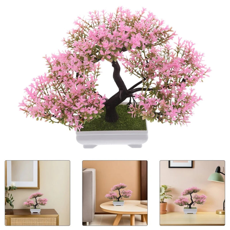 2 Pcs Artificial Plastic Welcoming Pines Plants Desktop Realistic Green Plant