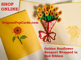 Origami Pop Cards Sunflower Flower Bouquet Pop Greeting Card Happy Anniversary Sunflower