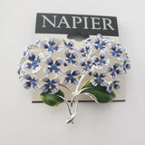 Napier Signed Hydrangea Flower Enamel Rhinestone Silver Pin Brooch Floral NEW Hydrangea