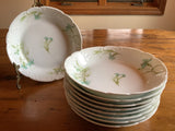 Haviland Schleiger 472d Blue Turquoise Carnation Set Of 9 Soup Salad Bowls Carnation