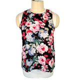 Who What Wear - Women's XXL Tank Top Rose and Hydrangea Print Chiffon Tunic Hydrangea
