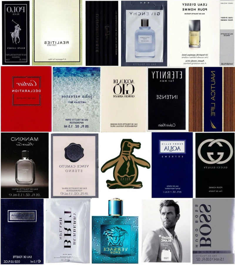 Random Best-selling Men Fragrance Samplers - Lot of 5/10/15/20 EDT