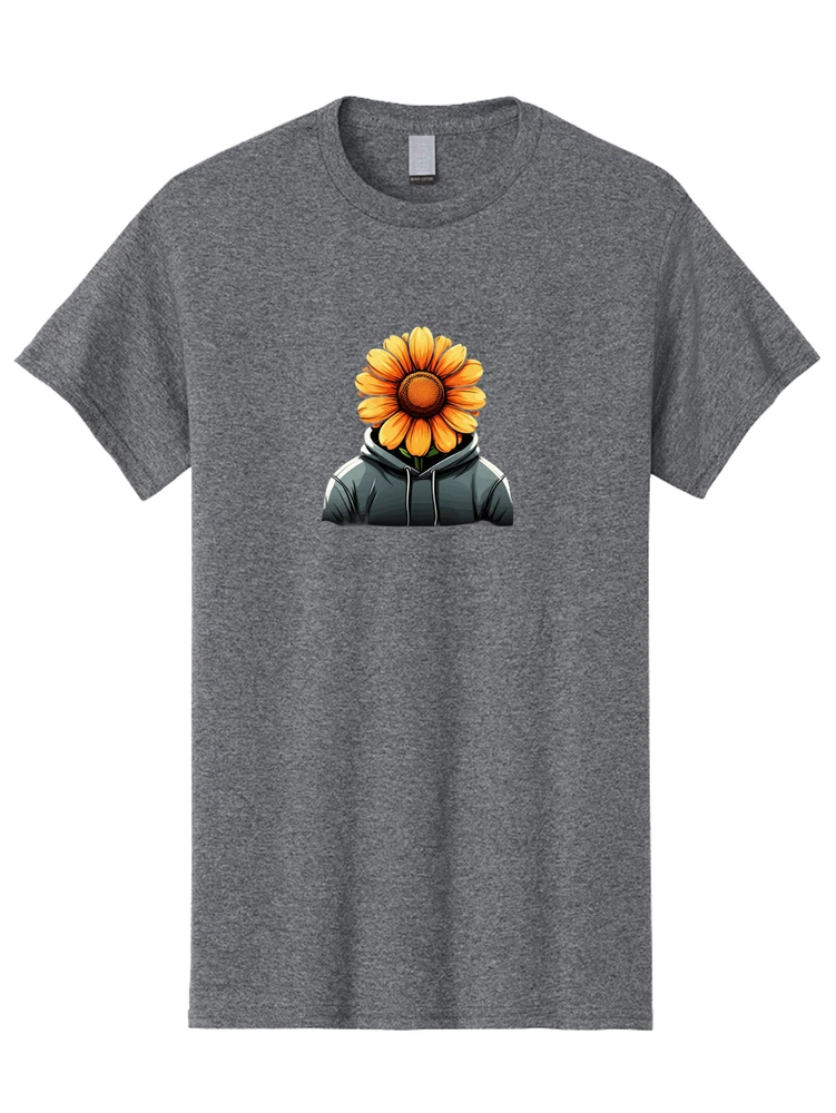 Flower-Head-Hoodie-1 Mens Graphic Tee, 100% Cotton, Casual Summer Wear Sunflower