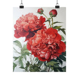 Red Peony Flowers Poster, Red Flower Art Print, Floral Artwork 20 Peony