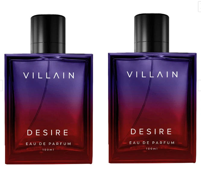VILLAIN Desire Eau De Parfum Men Attract Hot Women Infused Spray 100ml Set Of 2 EDP