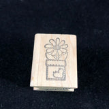Sunflower Flower in Flower Pot  Woodblock Rubber Stamp Sunflower
