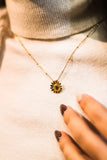 Gold Sunflower Pendant Necklace, Womens Sunflower Pendant, Minimalist Necklace Sunflower