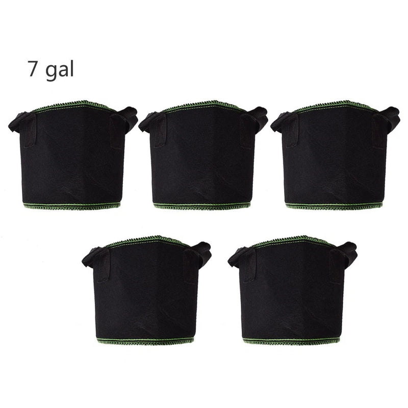 5PCS 7 Gallon Thickened Garden Plant Grow Bags Aeration Fabric Flower W/ Handles Garden Plants