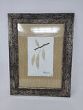 Dried Leaves Branch Real Pressed Framed And Matted Briful Eucalyptus Signed Dried Flower