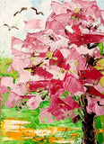 Sakura painting japan garden art original oil painting 7x5 in Hydrangea