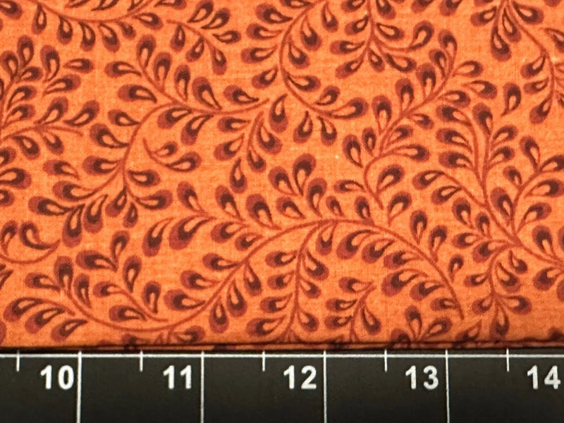 Tina Scrap 9"x21Ó Garden Oriental Imperial Leaves Swirl Floral OOP Cotton Fabric Flowering Plants