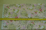 By 1/2 Yd, Pink Lavender Green Floral on Light-Pink Cotton, Tracy Porter, B1292 Flowering Plants