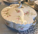 Antique Haviland Limoges France Pink Carnation Porcelain Gold Covered Bowl 11379 Carnation