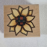 COUNTRY SUNFLOWER A1332E Gingham Rubber Stampede Flower Rubber Stamp Sunflower