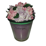 Flower of the Month Ceramic Top with Votive Candle September Hydrangea New Boxed Hydrangea