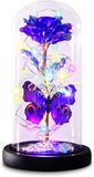 Mothers Day Rose Gifts for Mom, Galaxy Purple Butterfly in Glass Dried Flower