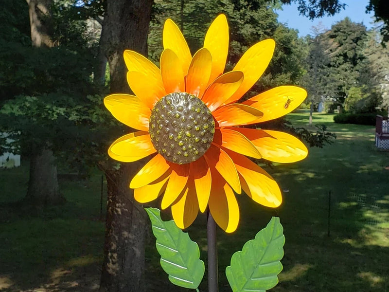 Sunflower Wind Spinner Metal for Outdoor Yard Garden Lawn Patio Art Decoration Sunflower