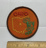 Ohio State Flower Carnation Souvenir Round Embroidered Iron-on Patch Badge Carnation