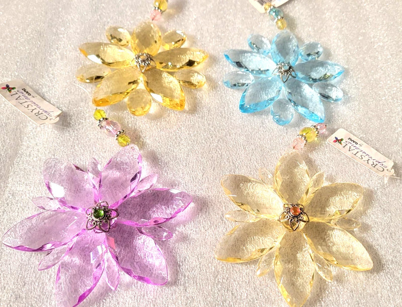 Ganz Crystal Expressions ACRY-368 Pastel Boho Flower Ornament SET OF 4 Sunflower