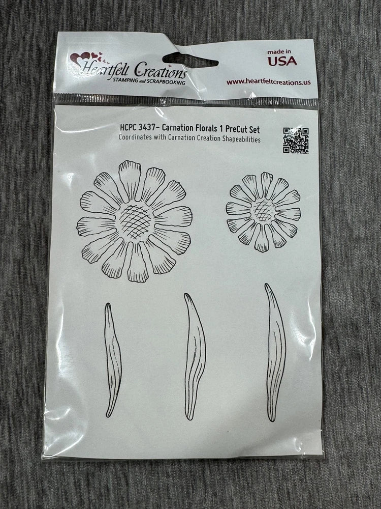 Heartfelt Creations HCPC 3437 Carnation Florals 1 PreCut Rubber Stamp Set USA Carnation