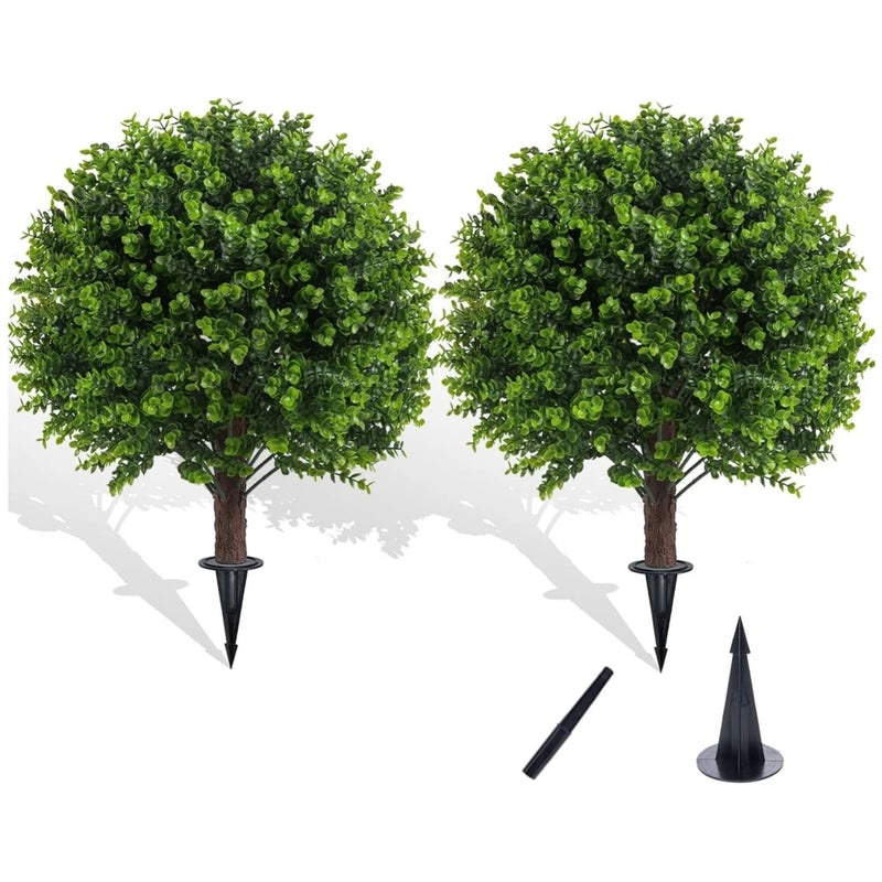 Decorative Artificial Outdoor Boxwood Bushes, 2 Pack Green Plant