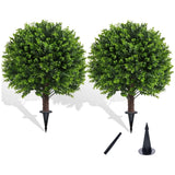 Decorative Artificial Outdoor Boxwood Bushes, 2 Pack Green Plant