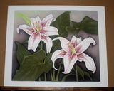 Stargazer Lilies with Calla Lily Leaves Bill Hurd Floral Botanical signed Giclee Lily