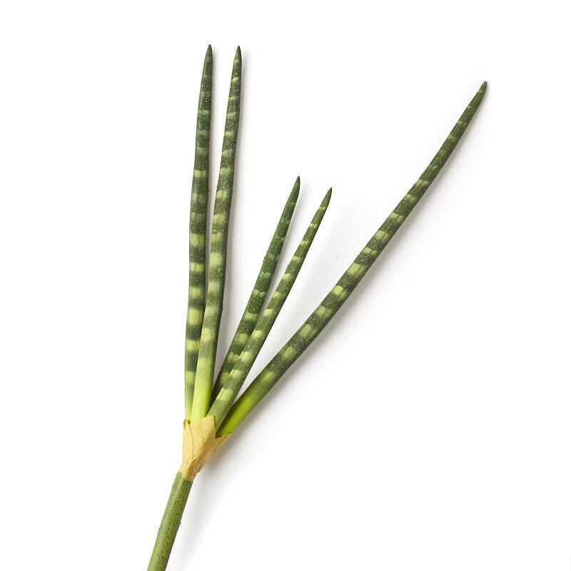 Set of 2 artificial cylindrical snake plant stems in green, 20 in height